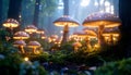 Fantasy illustration of mushrooms in the mistic forest Royalty Free Stock Photo