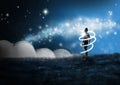 Fantasy illustration A person surrounded by glowing light Royalty Free Stock Photo