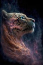 Fantasy image of a beautiful tiger with fire flames in the background