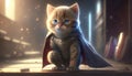 Fantasy image of super hero cute kitten image generative AI Royalty Free Stock Photo