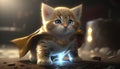 Fantasy image of super hero cute little kitten image generative AI Royalty Free Stock Photo
