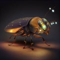 Generative AI: fantasy insect flying with light on its body