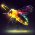 Generative AI: fantasy insect flying with light on its body