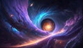 a fantasy inspired black hole in space with a lot of clouds, generative ai technology