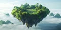 FantasyInspired Floating Island Covered in Greenery Wallpaper Background Royalty Free Stock Photo