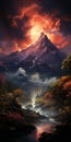 Fantasy-inspired Mountain Scenery For 3d Wallpaper Royalty Free Stock Photo