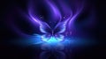 a fantasy inspired violet butterfly in night, radiant scene, ai generated image