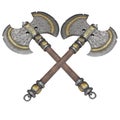 Fantasy iron ax on an isolated white background. 3d illustration