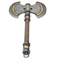 Fantasy iron ax on an isolated white background. 3d illustration