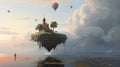 Fantasy island floating in the sky Royalty Free Stock Photo