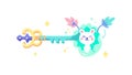 Fantasy key with a cute cat character, magical access, vector design Generative AI Royalty Free Stock Photo