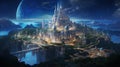 Fantasy kingdom at night wallpaper