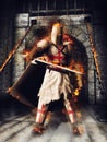 Fantasy knight on fire Royalty Free Stock Photo