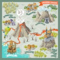 Fantasy land adventure map for cartography with colorful doodle hand draw in illustration