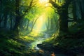 Fantasy landscape with autumn forest and path Royalty Free Stock Photo