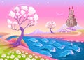 Fantasy landscape with castle Royalty Free Stock Photo