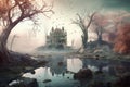 Fantasy landscape castle. Generate Ai Royalty Free Stock Photo