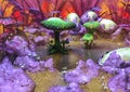 Fantasy landscape full of mushrooms.