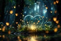 Fantasy landscape with heart in the forest. 3d illustration. AI Generated Generative AI Royalty Free Stock Photo