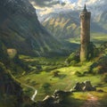 Mage tower in Fantasy land Royalty Free Stock Photo