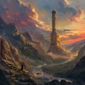 Mage tower in Fantasy land Royalty Free Stock Photo