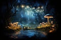 Fantasy landscape with mushrooms in the forest. 3D illustration, AI Generated Royalty Free Stock Photo