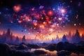 Fantasy landscape with planet, nebula and stars. 3d illustration Generative AI Generative AI