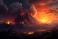 Fantasy landscape with volcano and lake Royalty Free Stock Photo