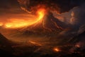 Fantasy landscape with volcano and lake Royalty Free Stock Photo