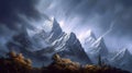 Fantasy landscape of winter mountains. Mountain top perfect for adventurous and inspirational projects.