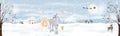 Fantasy landscape winter wonderland with Cute princess and unicorn in magic forest with little fairies flying with Santa Claus Royalty Free Stock Photo