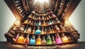 Fantasy Library with Magical Potions and Books