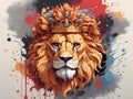 Fantasy lion king abstract oil paint