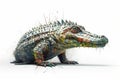 Fantasy low poly crocodile isolated on white background. 3D illustration