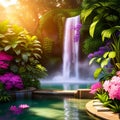 Fantasy Lush Tropical Paradise with Waterfall 24
