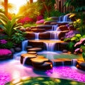 Fantasy Lush Tropical Paradise with Waterfall 15