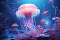 Fantasy Magic Ethereal Jellyfish Enchanted Underwater Ocean Sea. Ai generated