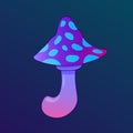 Fantasy magic mushroom, vector poisonous fungus. Fairy tale mushroom or witch poisonous shroom psychedelic amanita grebe