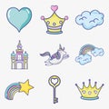 Fantasy and magic world doodle icons