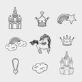 Fantasy and magic world doodle icons