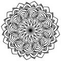 Fantasy mandala with arcs and petals, doodle coloring page for creativity