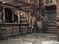 Fantasy medieval tavern inn background. 3d rendering Royalty Free Stock Photo