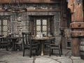 Fantasy medieval tavern inn background. Royalty Free Stock Photo