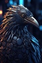 Fantasy metal raven. Generative Ai