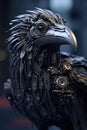 Fantasy metal raven. Generative Ai