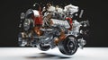 Fantasy Meticulous auto engine disassembly: a comprehensive visual journey, intricate components, gears, pistons Royalty Free Stock Photo