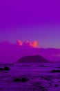 Fantasy minimalistic purple dreams sunrise. Ocean view. Relax wallpaper Royalty Free Stock Photo