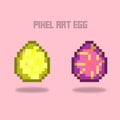 Fantasy monster pixel eggs set magical dragon or dinosaur pixel egg 8 bit sprite vector