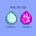 Fantasy monster pixel eggs set magical dragon or dinosaur pixel egg 8 bit sprite vector