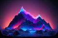 Fantasy mountains with bright colors and light effects on a dark background